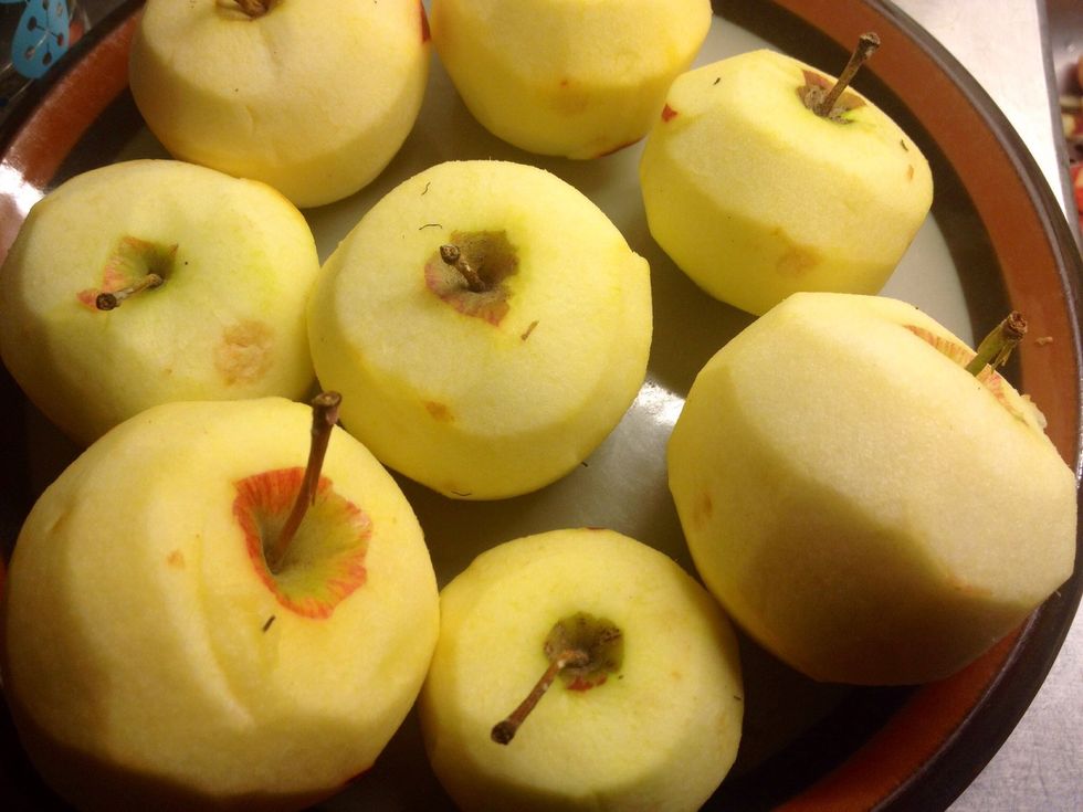 Peel the apples.