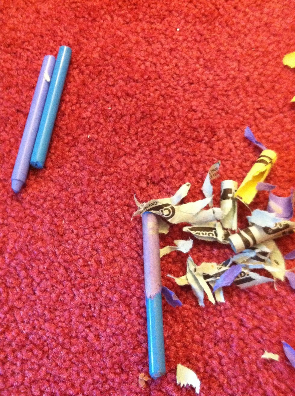 Peel the crayons and if you dont have enough, i like to snap them in half.