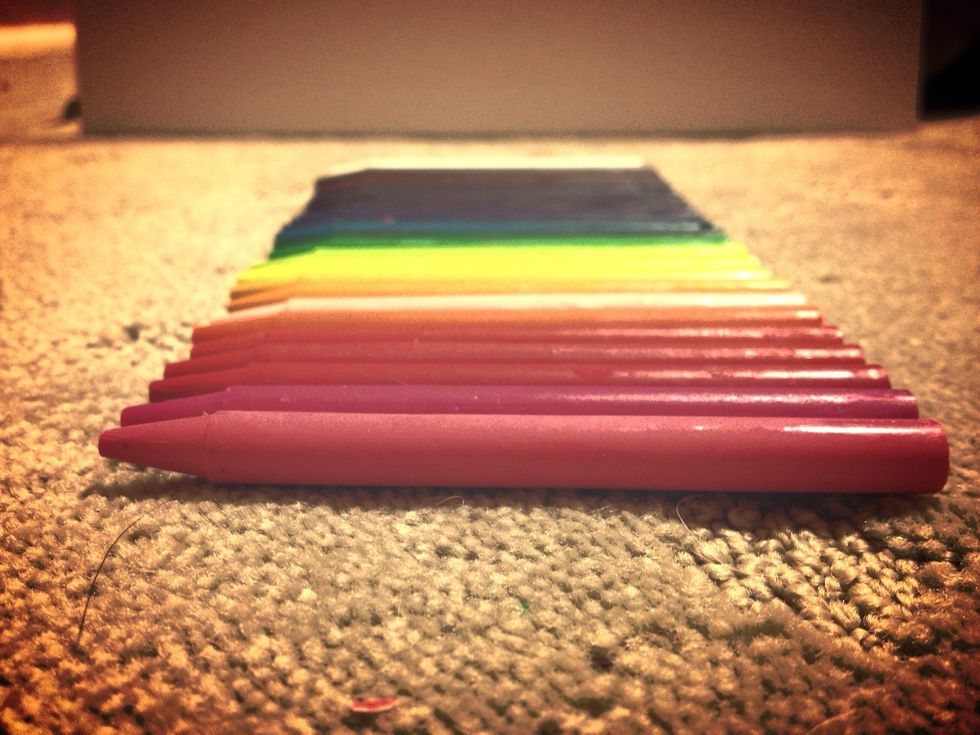 Peel the crayons. Avoid breaking them or denting them.