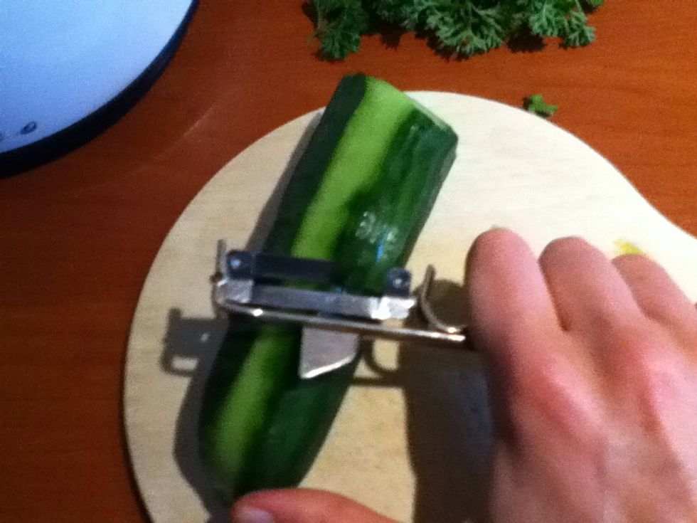 Peel the cumcumber...