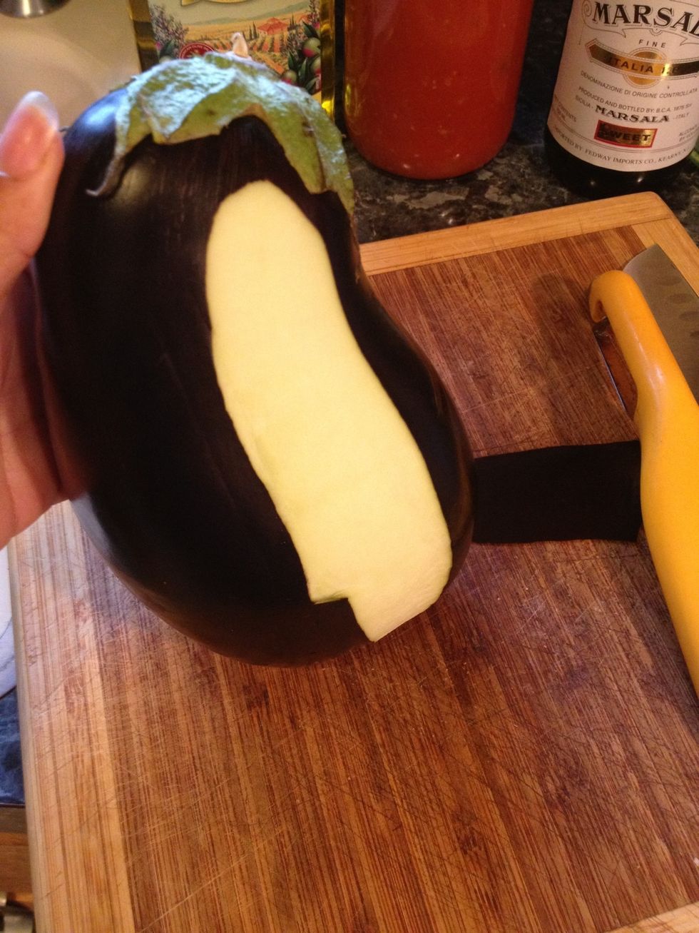 Peel the eggplants