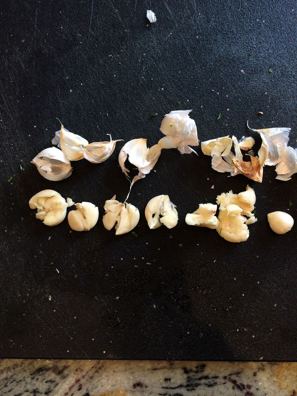 Peel the skin off the cloves