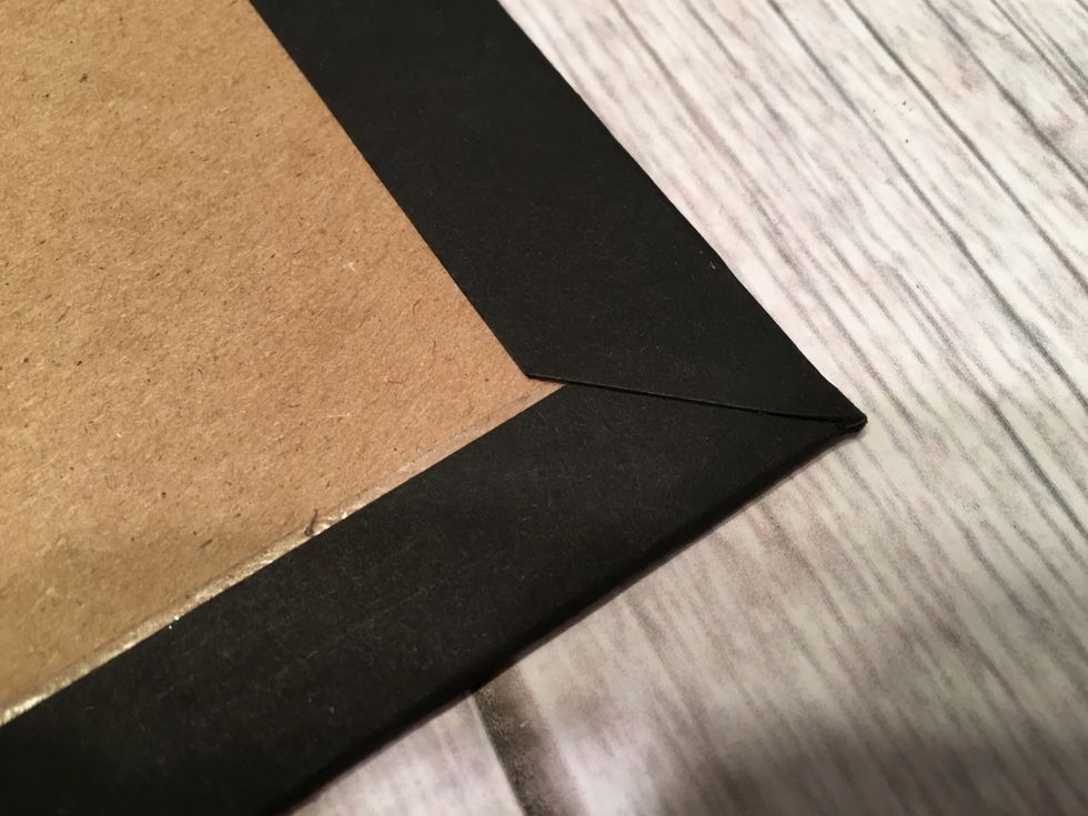 Peel the tape backing off and attach the short sides down as shown burnish the corners for a nice mitered look.