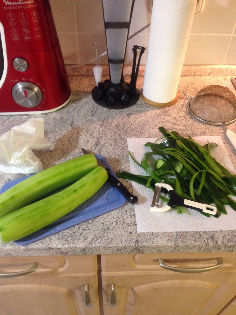 Peel your cucumber.