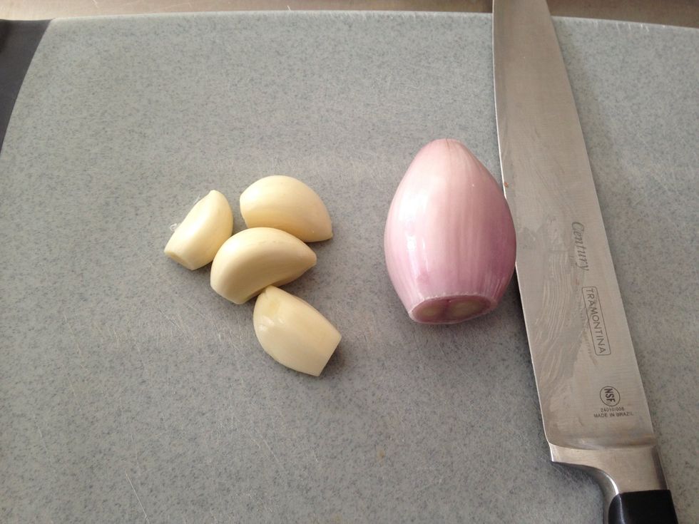 Peel your garlic and shallot
