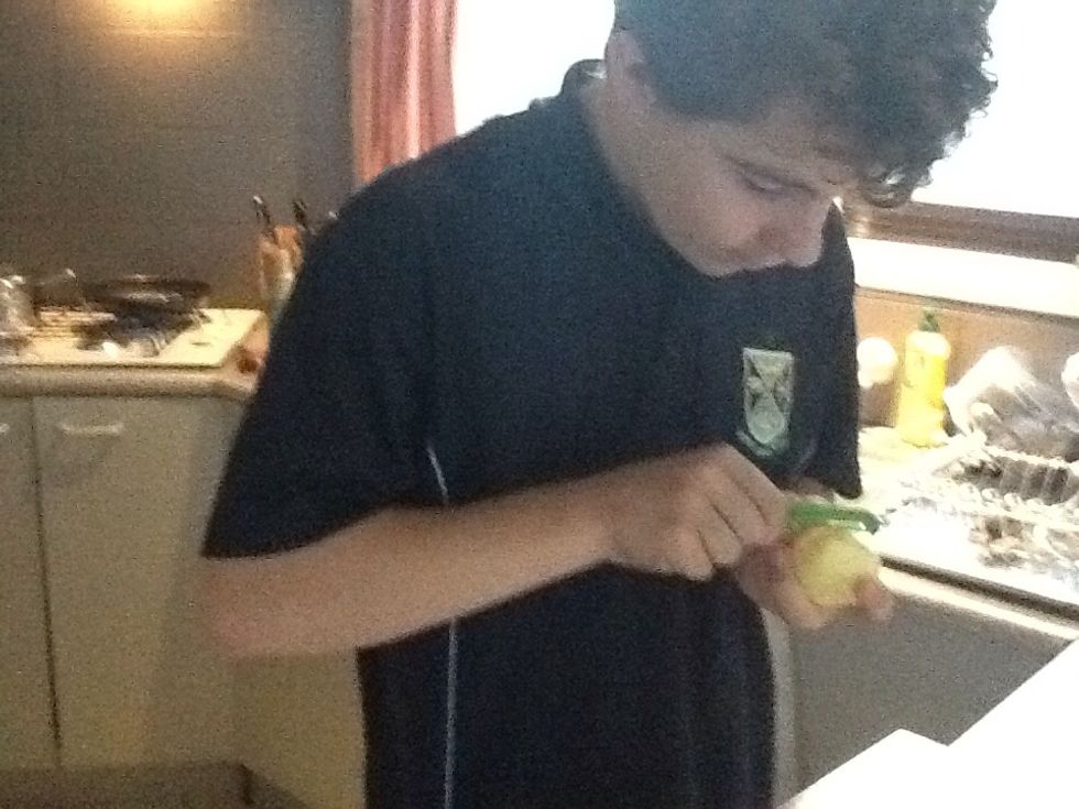 Peel your potatoes so they are ready for boiling.