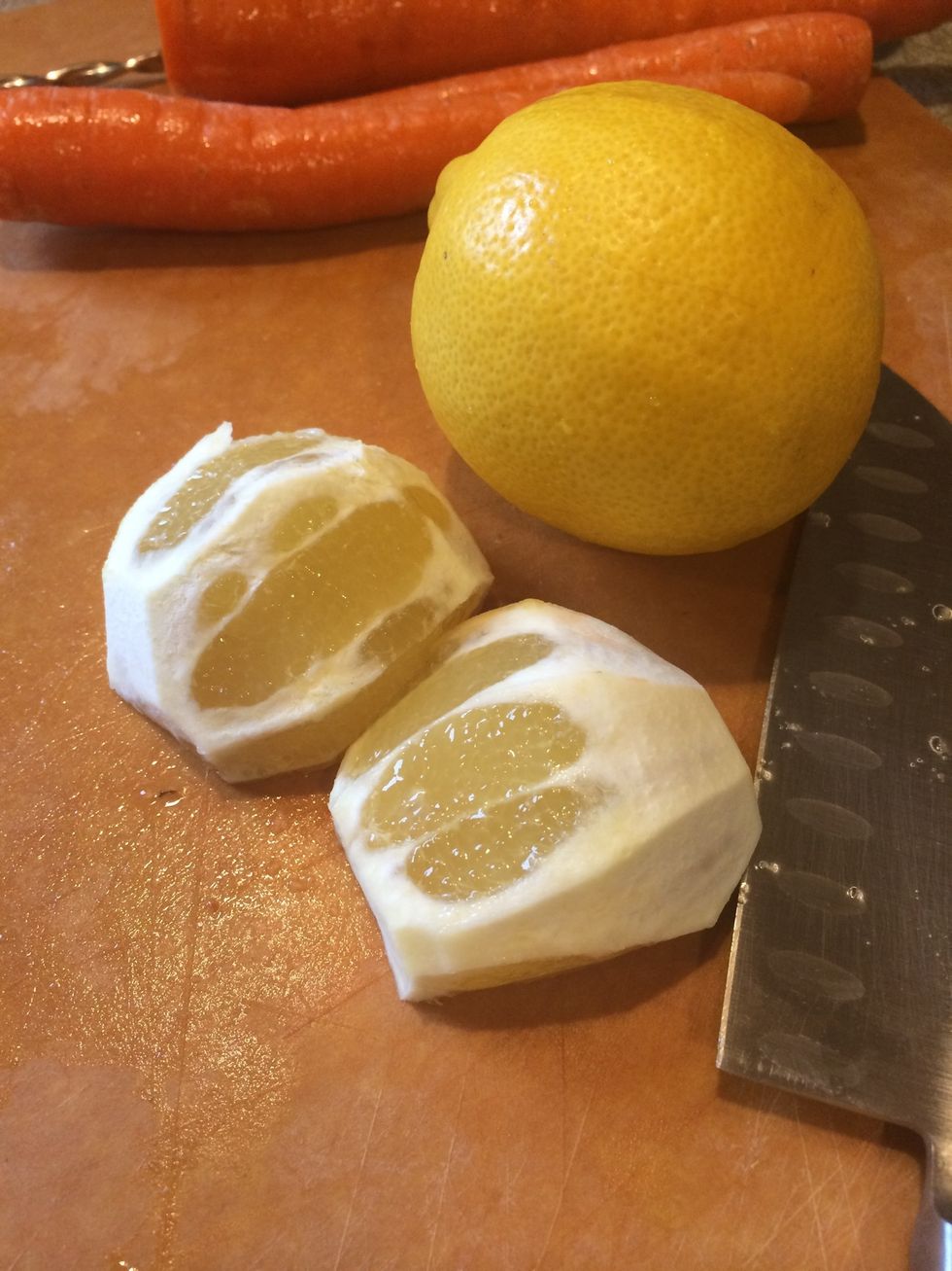 "Peeled" lemon...I rinse them and then cut off the peel with a knife