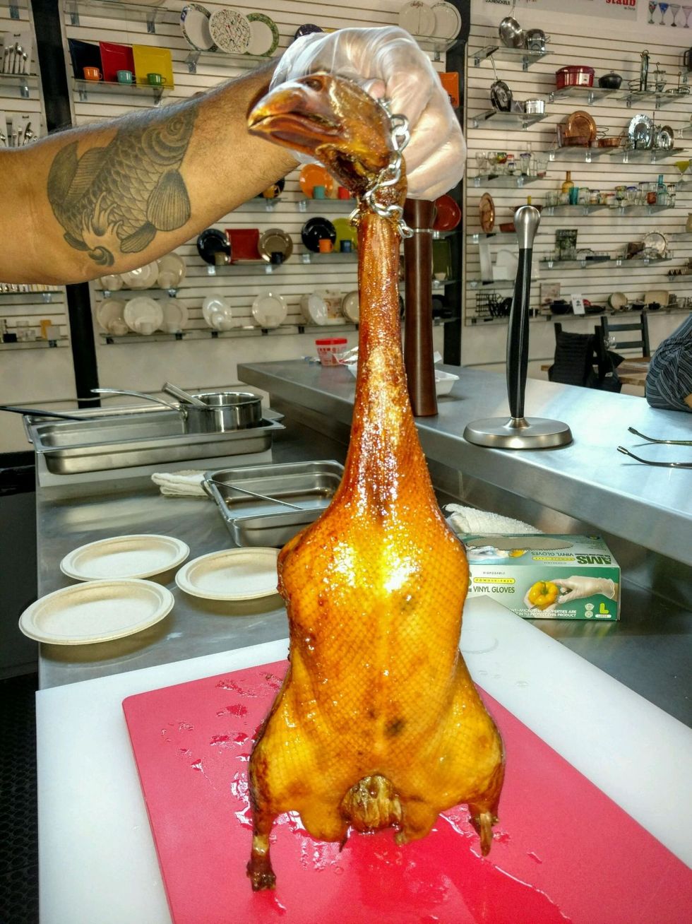 Peking duck will come out crispy & golden.