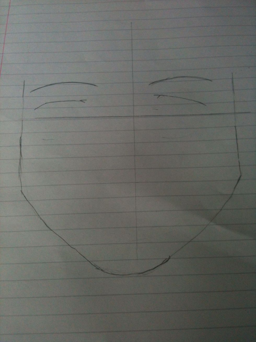 Pencil in the eyebrows and the top of the eye