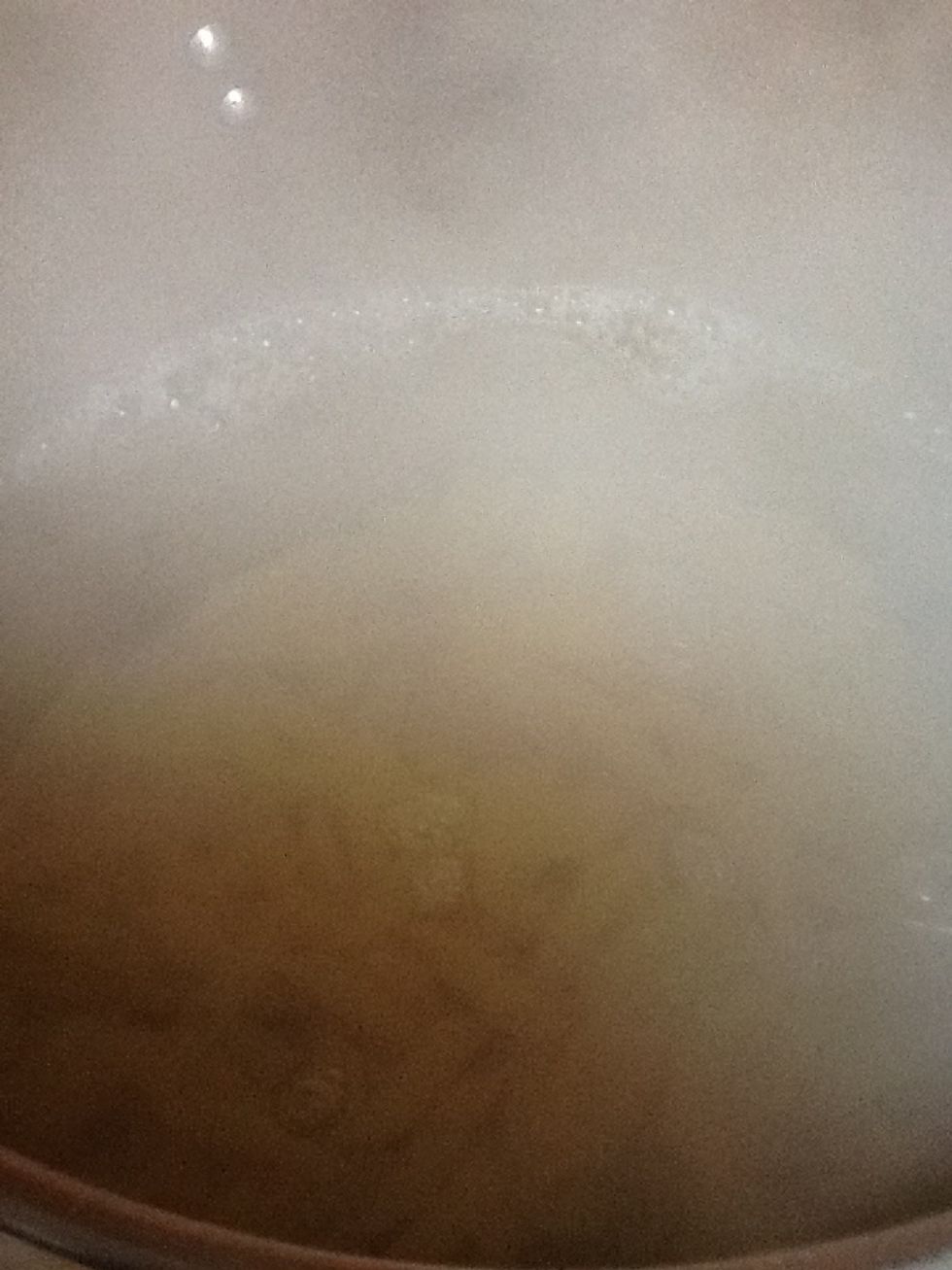 Penne in boiling water.