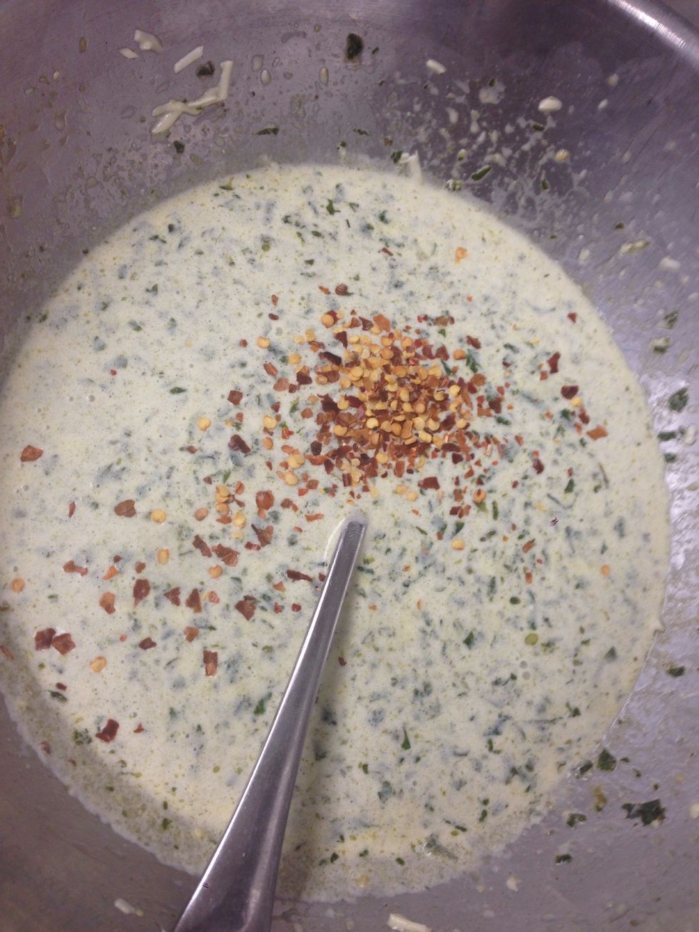 Pepper flakes are optional.