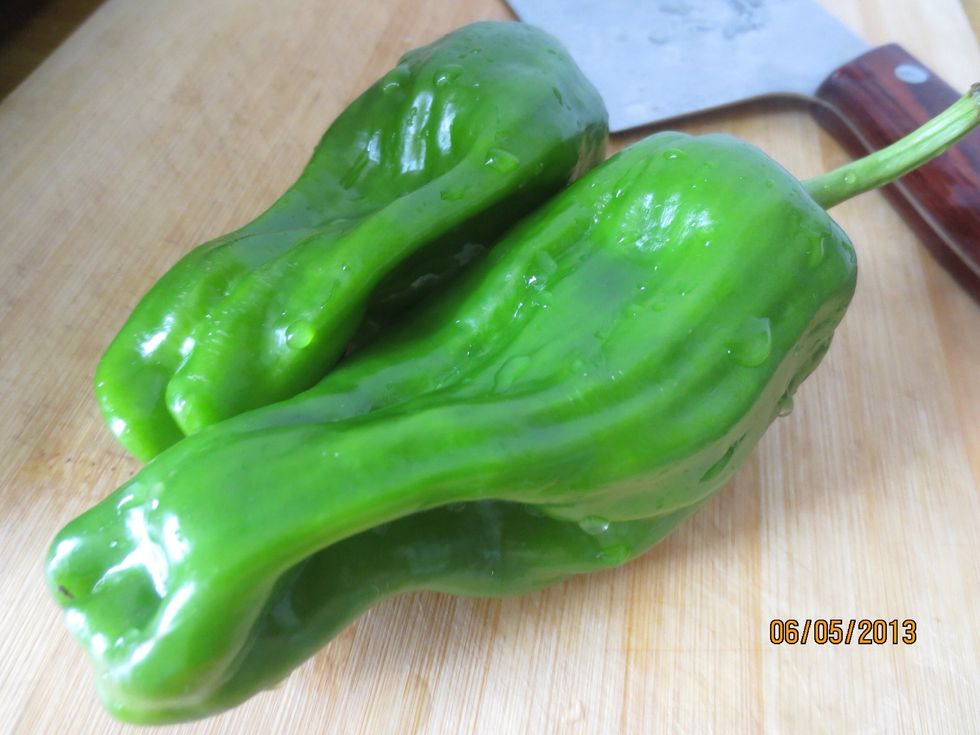 Pepper, unseed them and dice