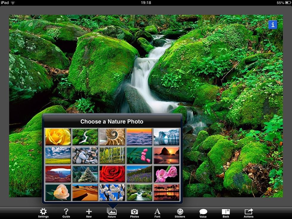 Per canviar la foto de la tapa, feu "tap" a "Nature" per posar imatges relacionades de la natura,