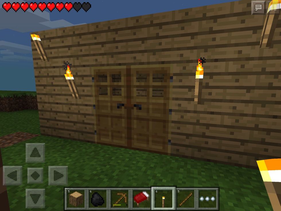 Perfect! Be sure to put torches inside and out. If you want, feel free to make some doors to make it easy to enter. They require 6 wooden planks each, so don't worry if you don't have enough left.