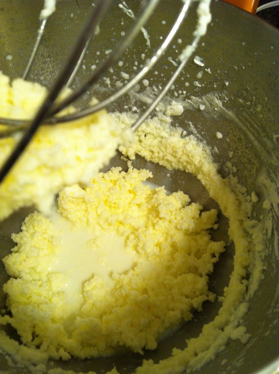 Perfect! The fat has separated from the liquid. This liquid is traditional buttermilk, but really it's the equivalent of 2% milk, I poured it through a cheese cloth and my little girl drank it.