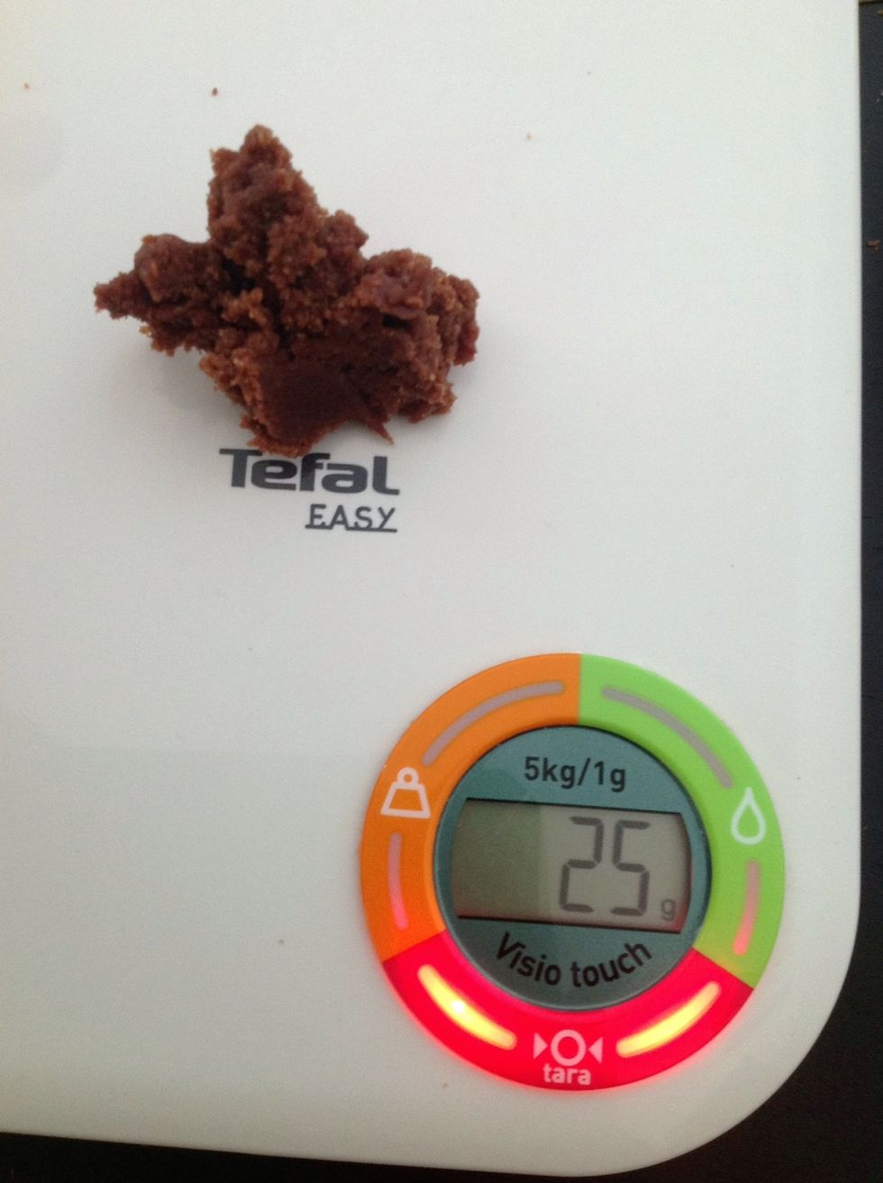 Pesamos porciones de 25 gr.