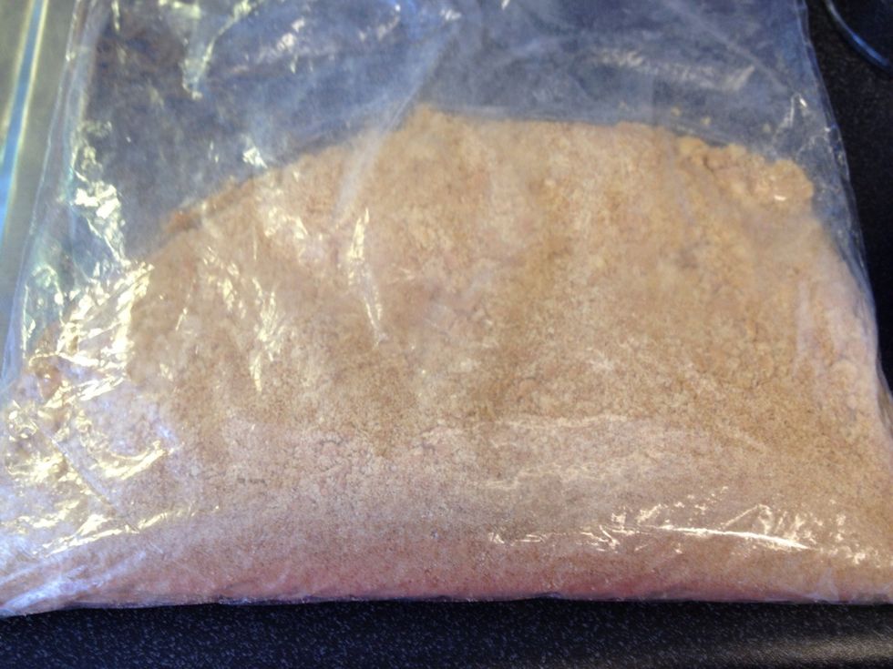 Phew! That took awhile. I ended up having them double bagged in gallon storage baggies because the first got a hole in it. I crushed with the bottom of a glass and my hands.