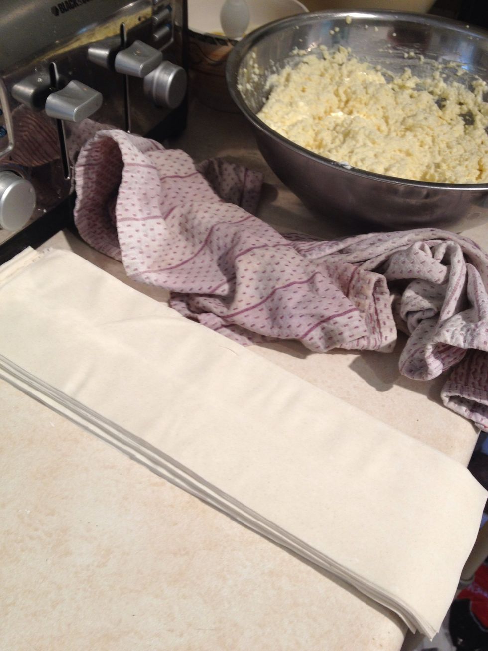 Phyllo dough dries up quickly. I cover them up with a moist rag to keep them soft.