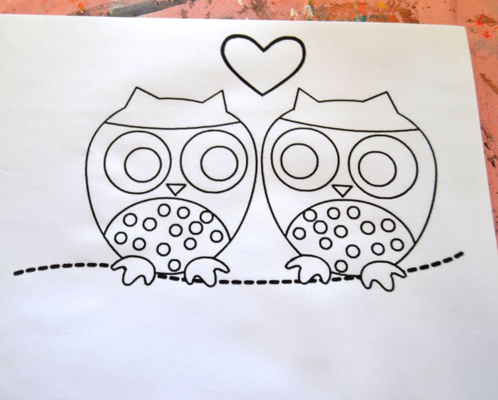 Pick a simple coloring page. I found this cute one just by doing a Google search for "simple owl coloring pages."