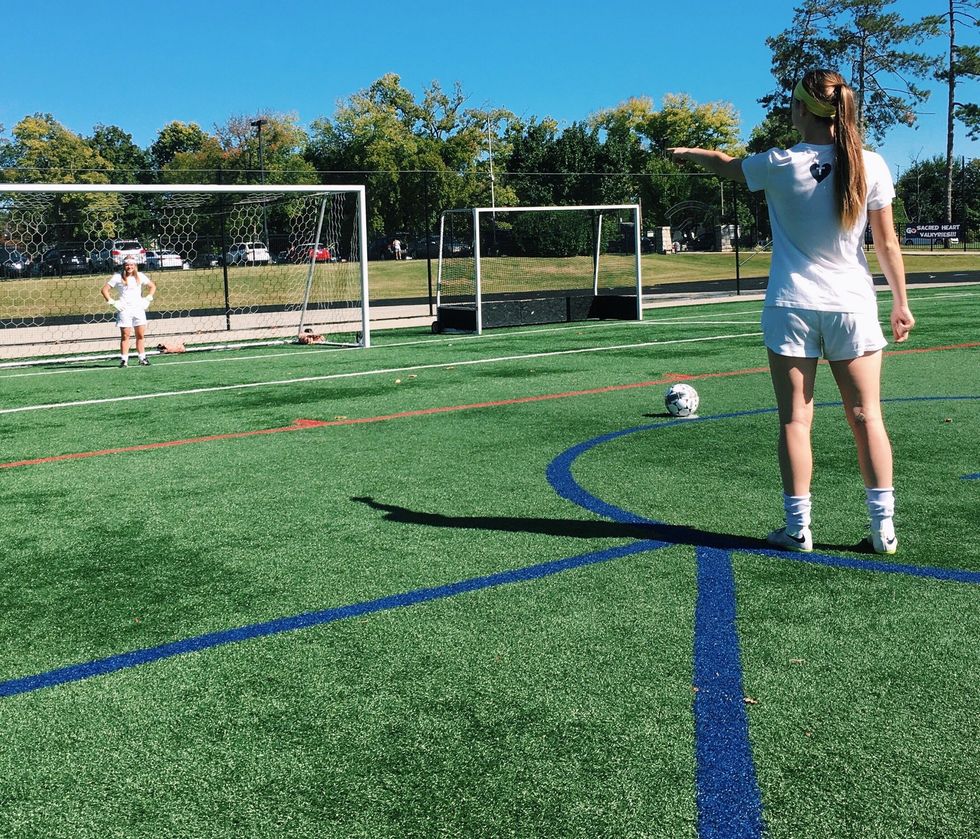 Pick a spot in the goal and stay with it.