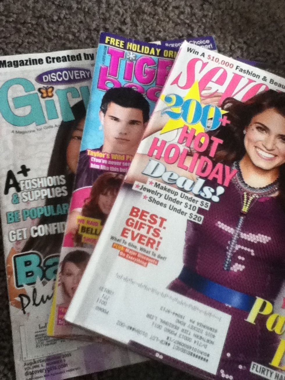 Pick out some magazines that reflect what you like. (I like fashion and celebrities and such so I chose seventeen, tiger beat and an old discovery girls magazine in my room)
