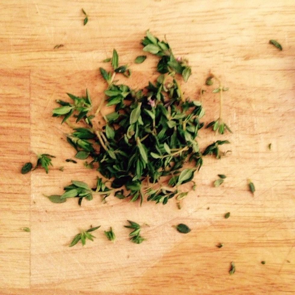 Pick some thyme leaves and chop them finely