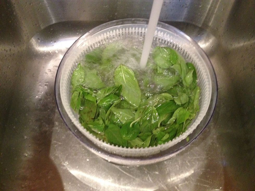 Pick the basil leaves, and clean thoroughly.