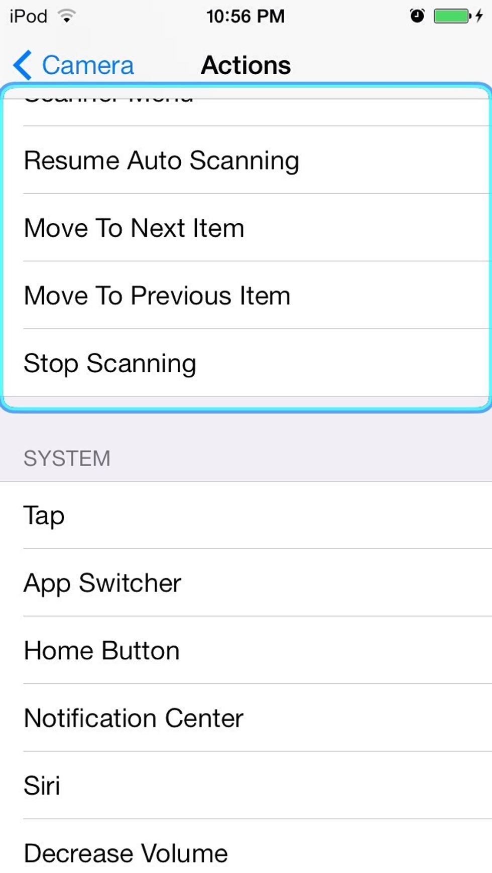 Pick the control from the menu of options.