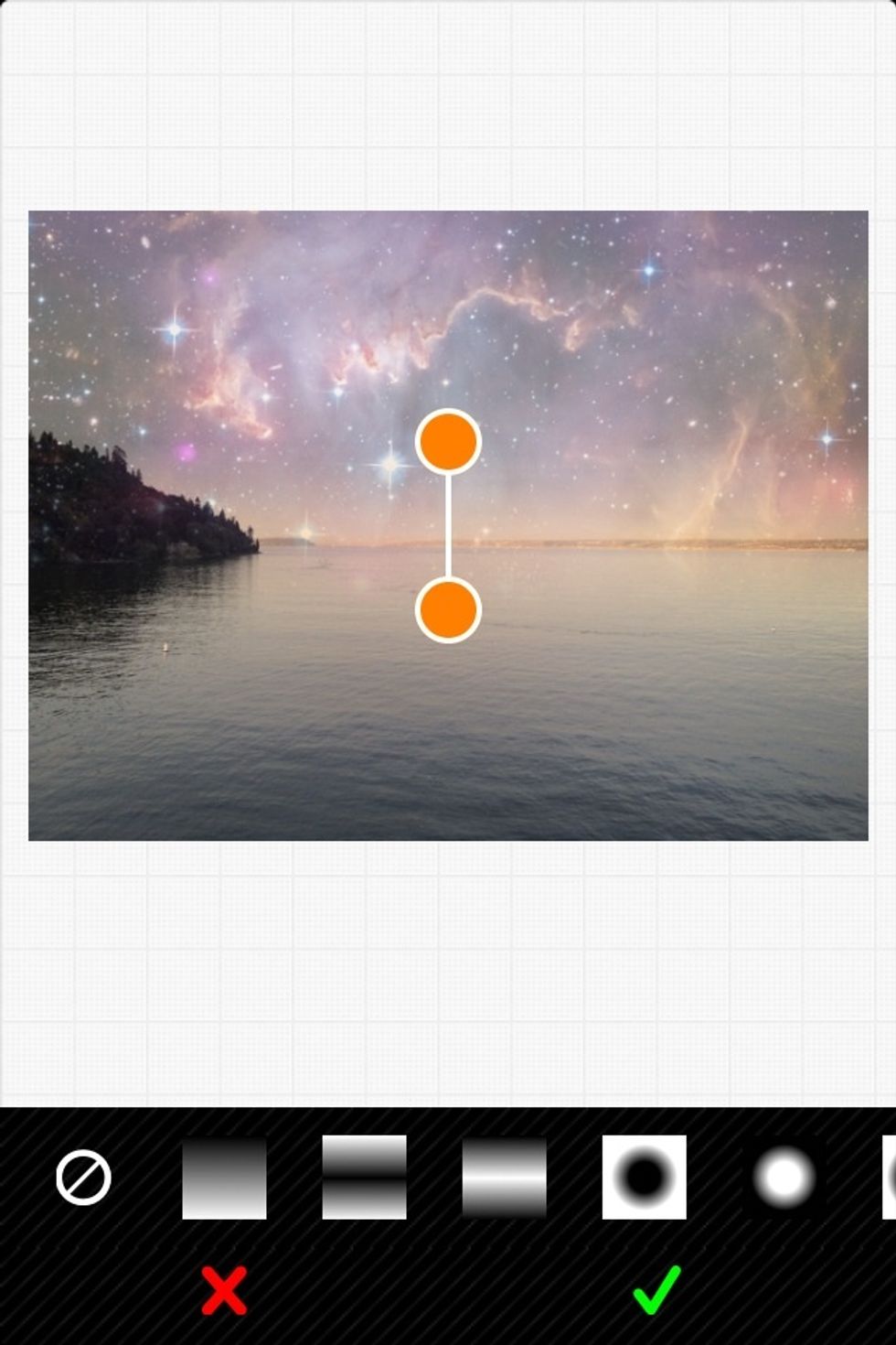 Pick the linear mask mode. You can adjust the mask by drag the handler. You can play with different mask mode to find the right mask for you.