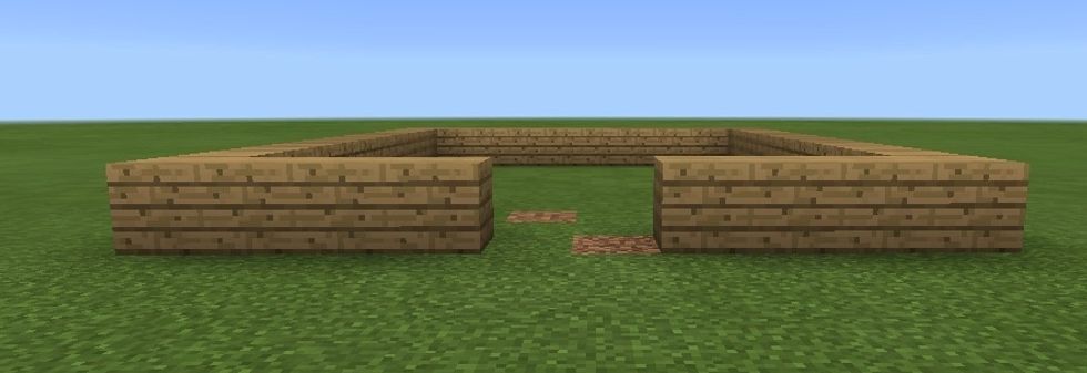 Pick the side you want to be the front, and put two holes in the two middle blocks.