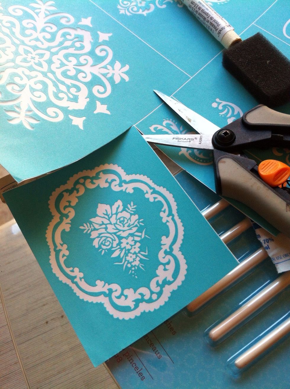 pick the stencils  that are  the same theme..
