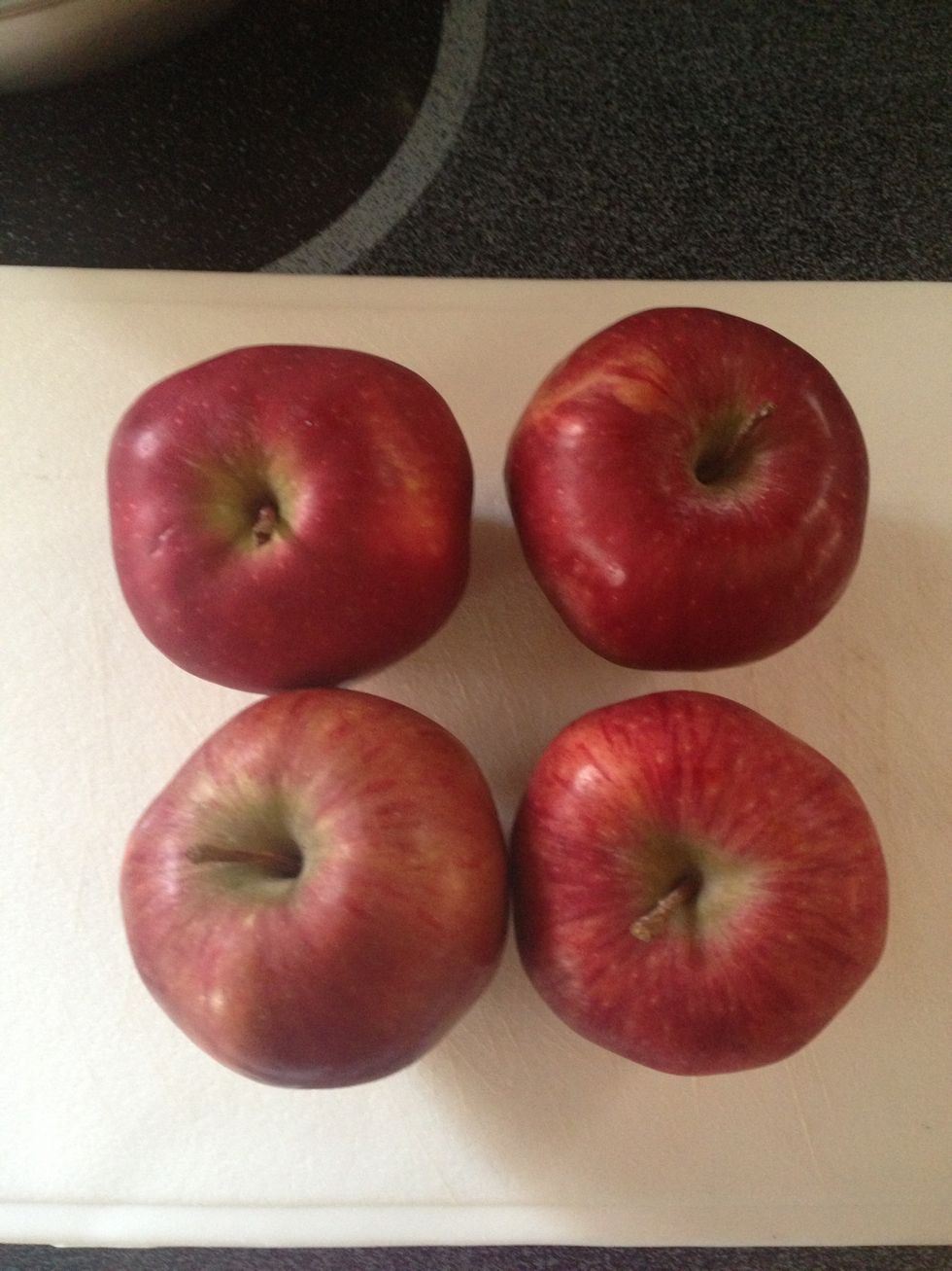 Pick two good apples out of your bunch. I used red delicious because that's what I had in the fridge but I prefer golden apples.