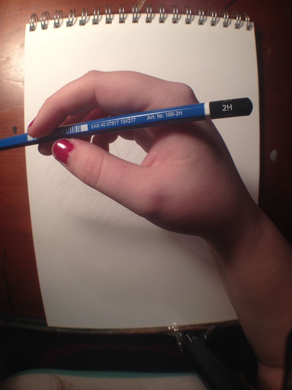 Pick up a light graphite pencil. Preferably 2H or lighter, so if you mess up, you can erase it completely. *Feel free to use a ruler or straight-edge.*