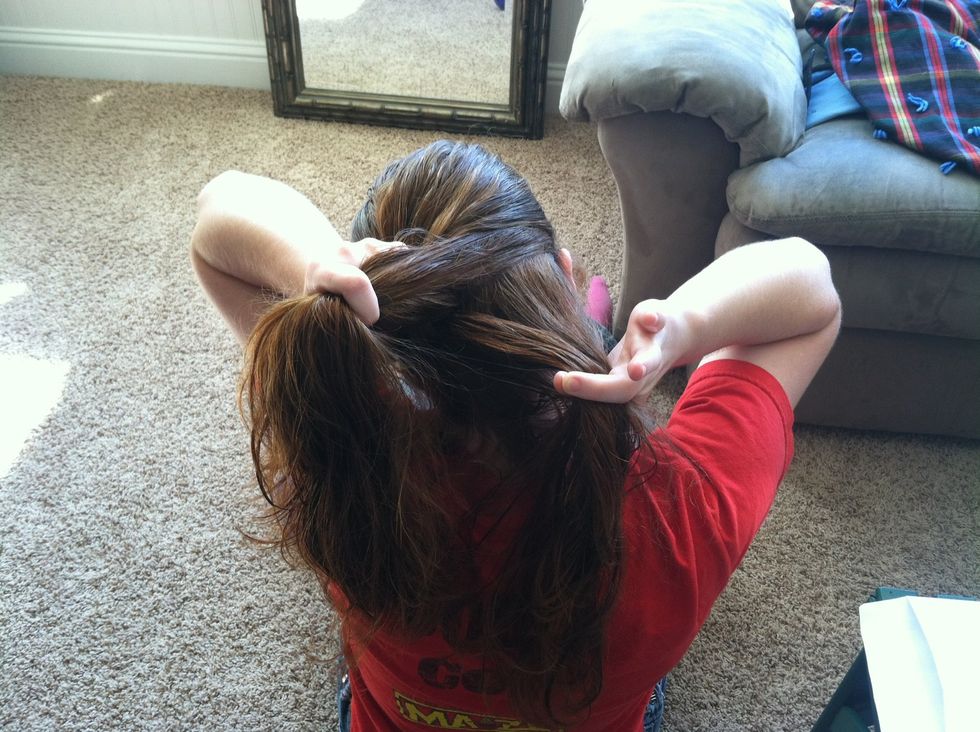 Pick up new hair with your middle section
