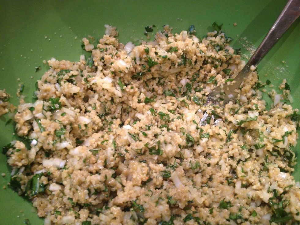 Pick up some of the mixture and try to form a patty. If it seems dry, add a bit of water or another egg. If it is very moist, and you can't get it to stick together, add more bread crumbs or flour.