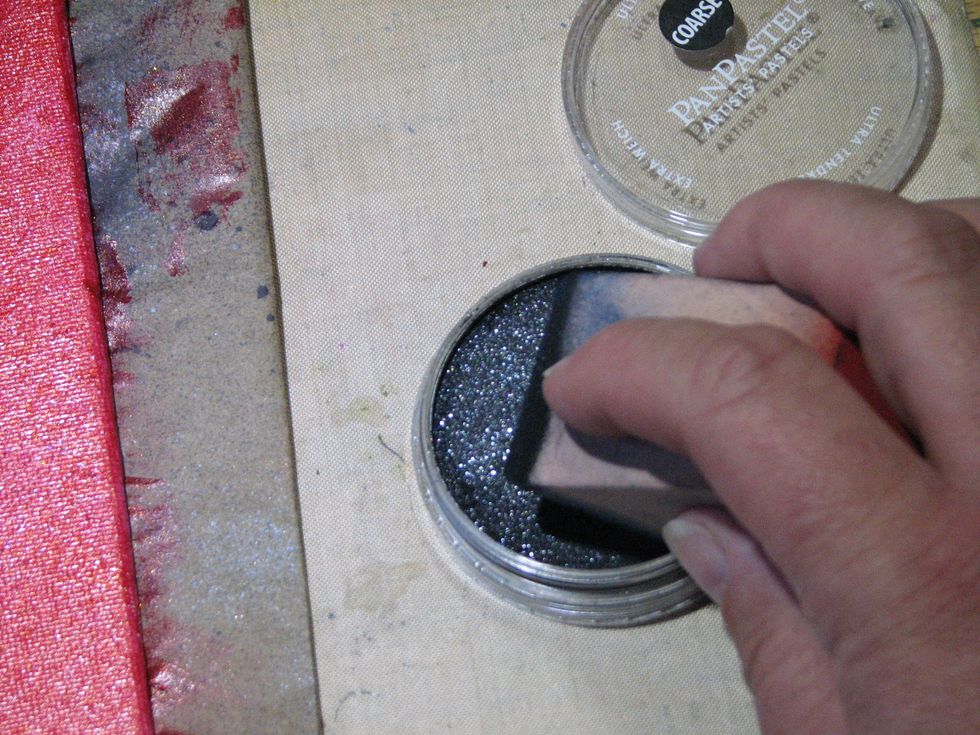 Pick up some of the PanPastels (Coarse Black Sparkle) with the Softt Sponge