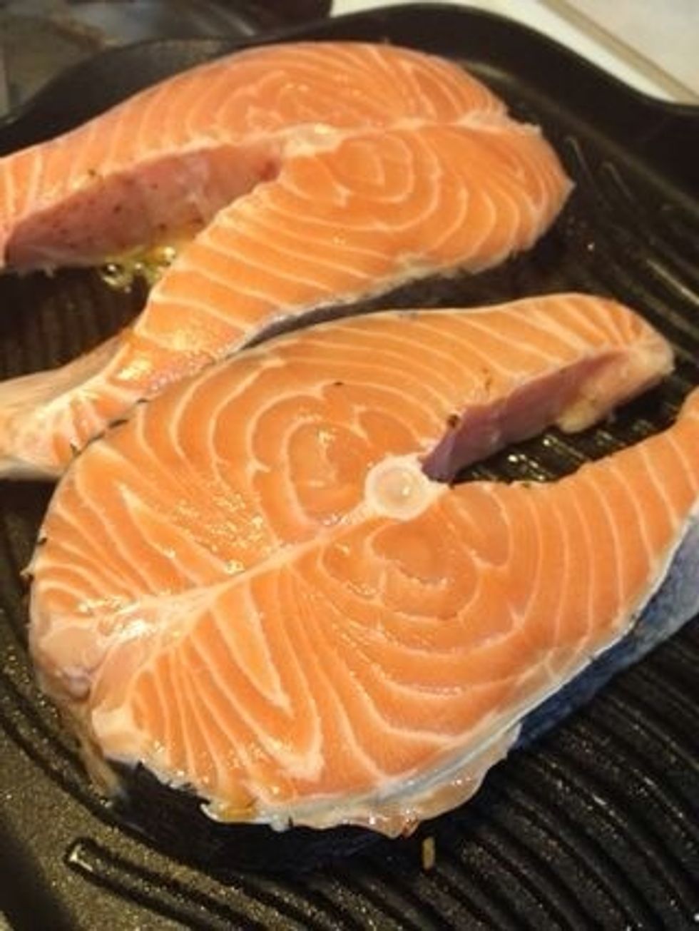 Pick up the most sexiest salmon steaks from your local fish market. Or you could go fishing for some.