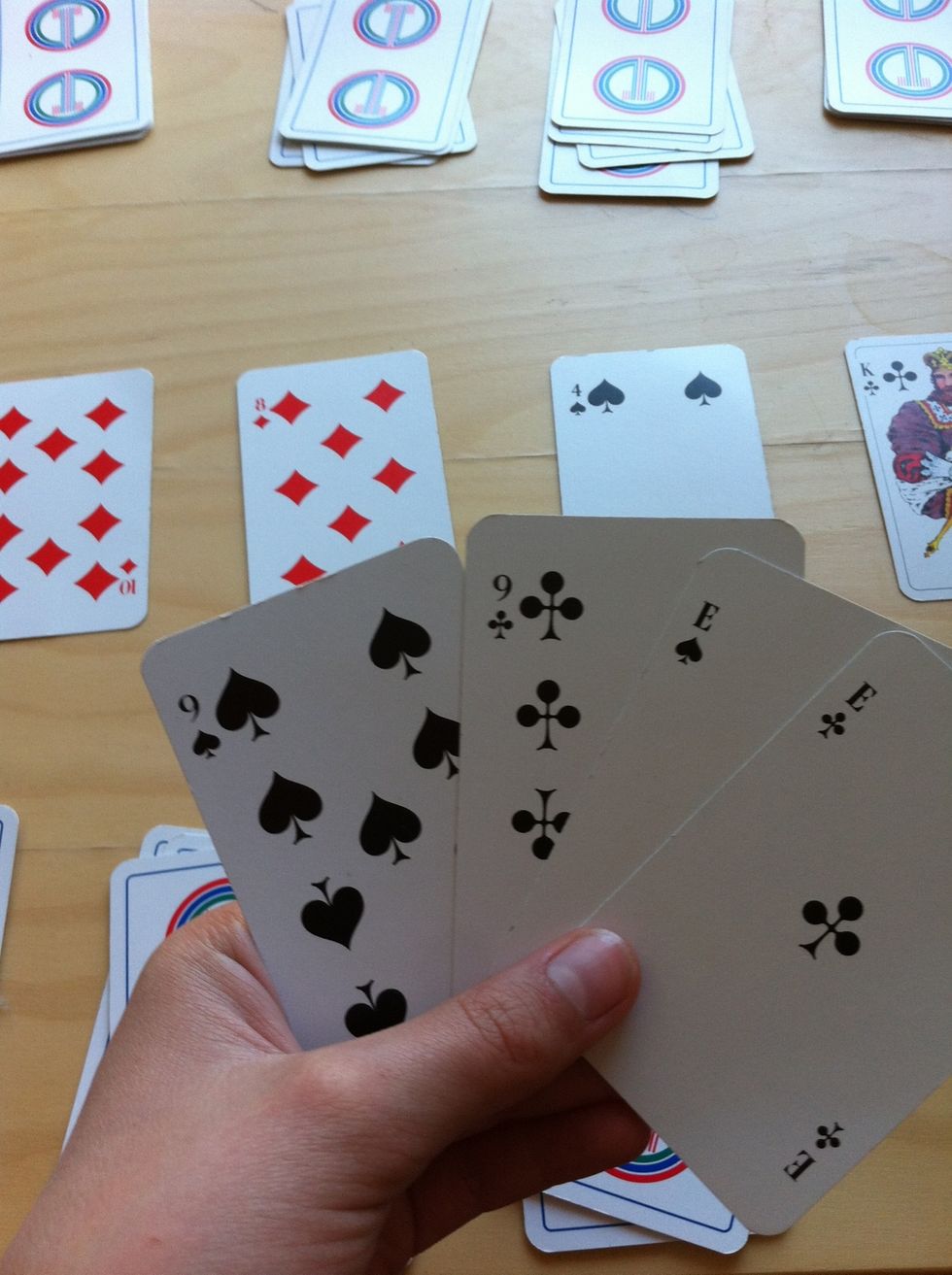 Pick up the nine and replace it with a trash card (the eight). If you pick up a card you MUST always put one down.