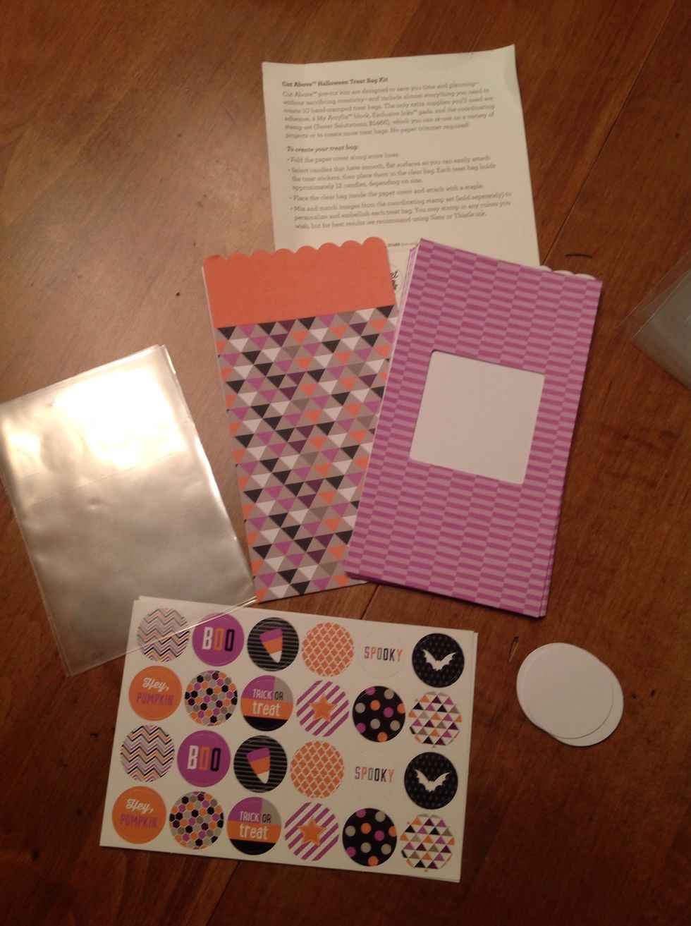 Pictured is everything included in the kit! There are enough in one kit to make 10 treat bags!