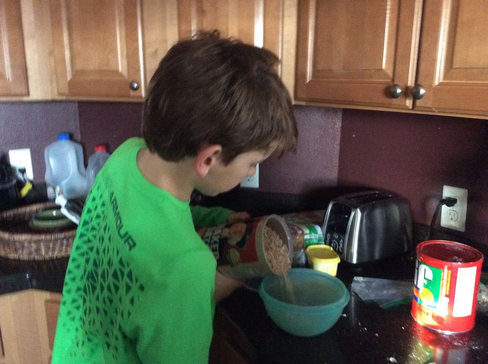 Pie topping, oatmeal, butter and brown sugar mixed.
