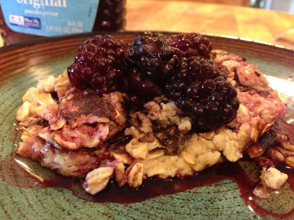 Pile with berries, and maple syrup, the real stuff (sooo good) or the lite maple syrup.