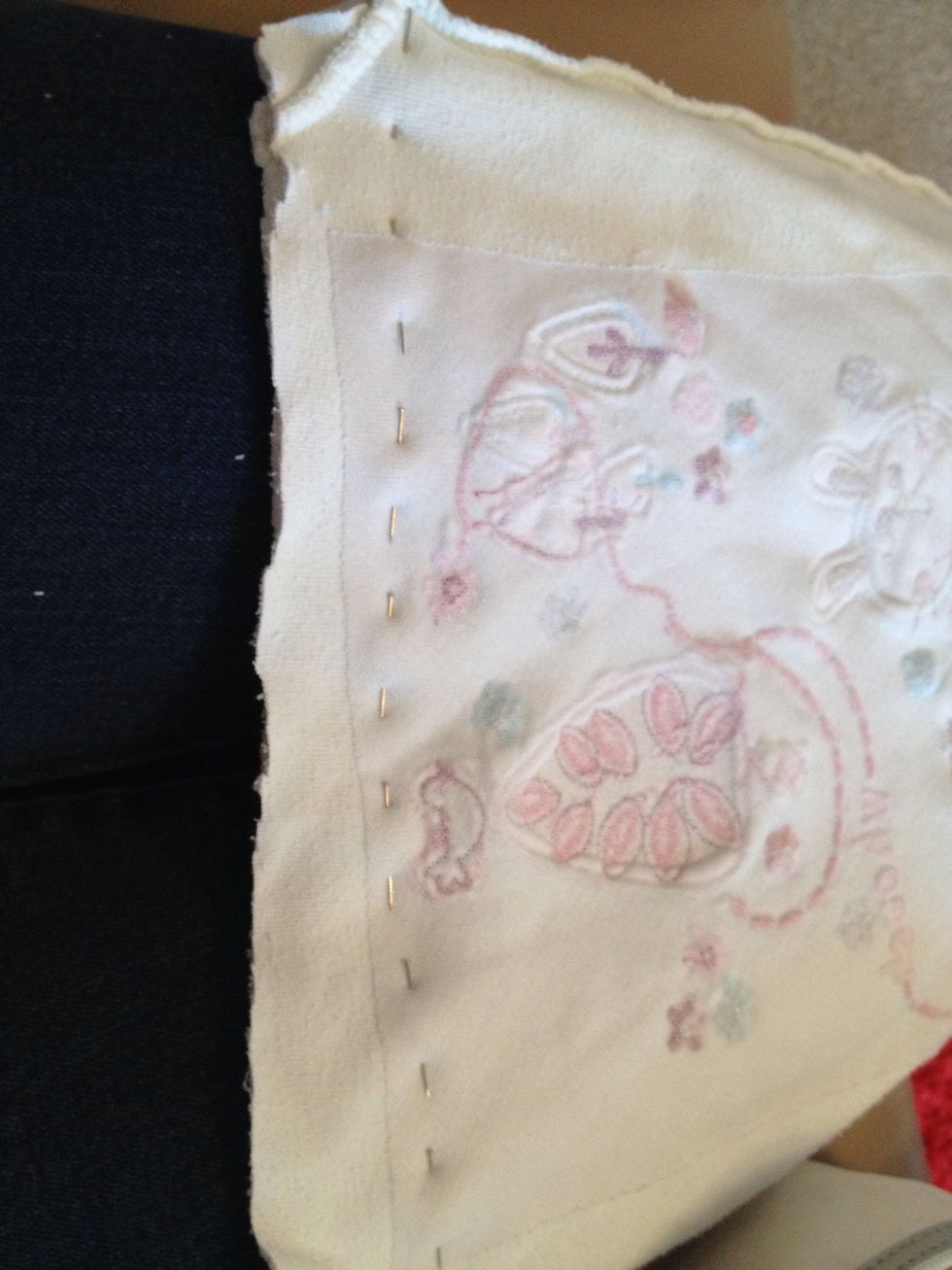 Pin across in a straight line where you want to sew