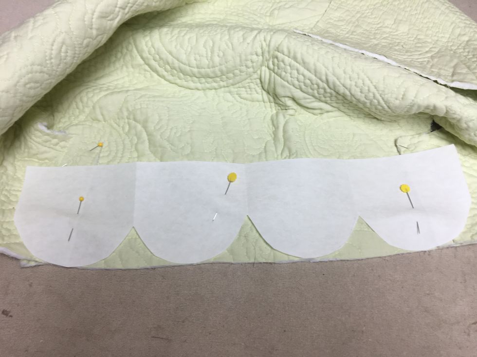 Pin each section on the appropriate flap.