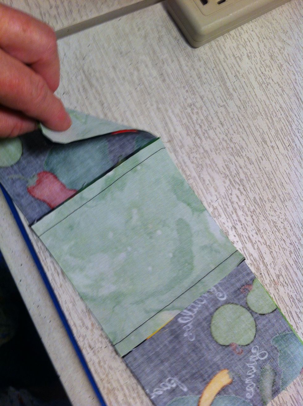 PIN. Pin two pieces, marching seams.