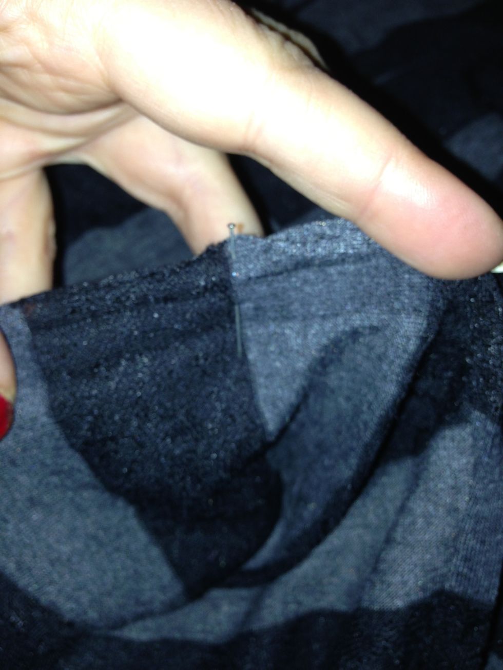 Pin side edges together from bottom towards the fold on one side.