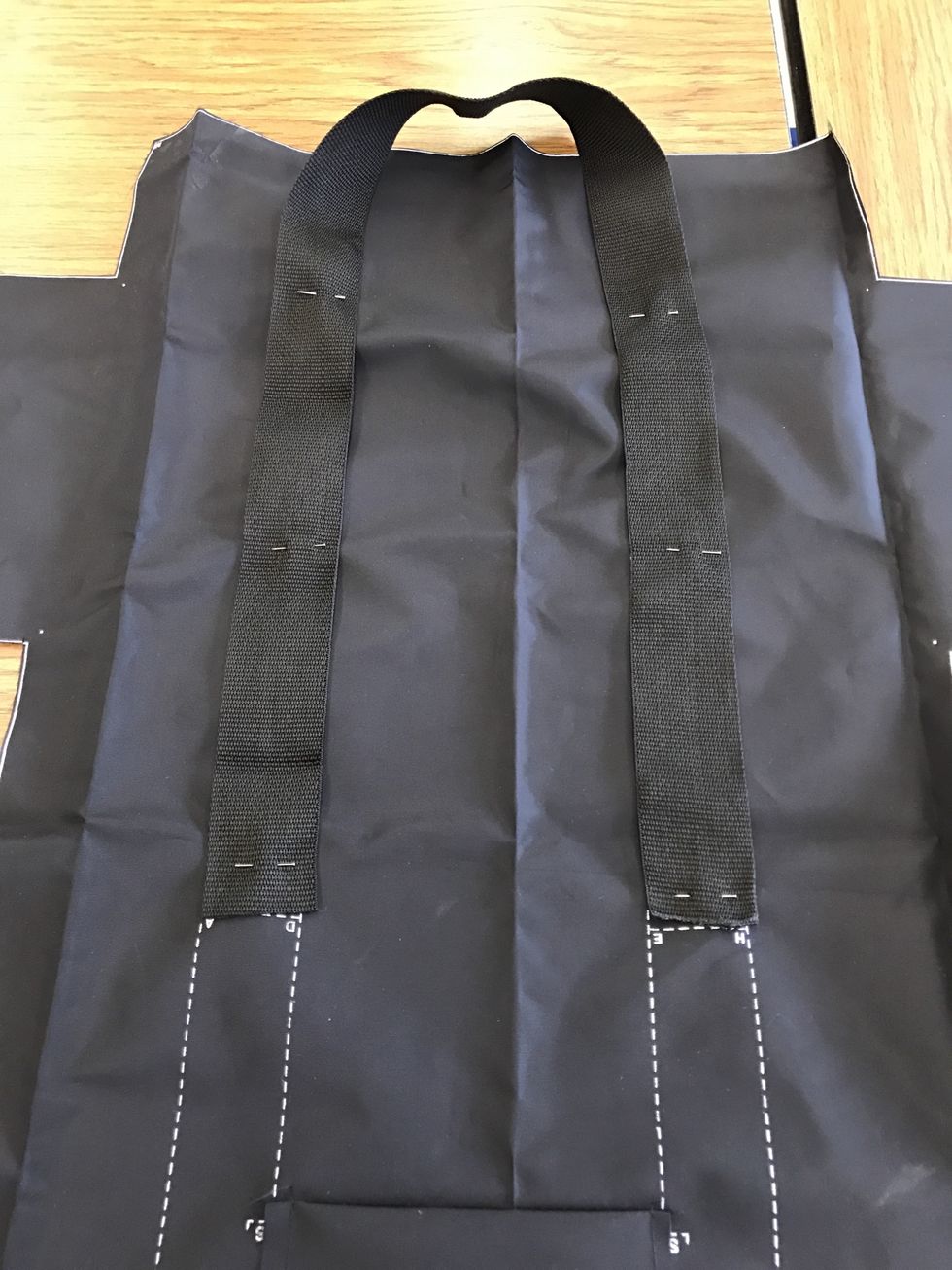 Pin strapping in place, then thread your machine in the color that matches your strapping