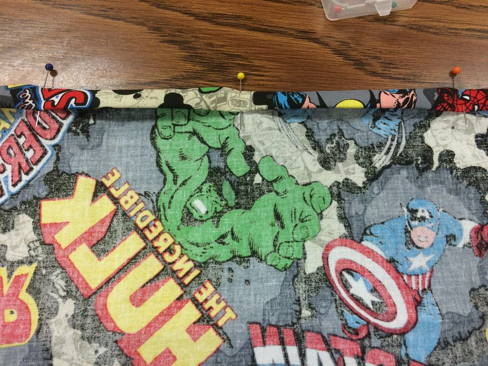 Pin the fold along the top to keep in place