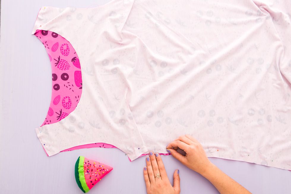 Pin the good sides of the front and back pieces facing inward.