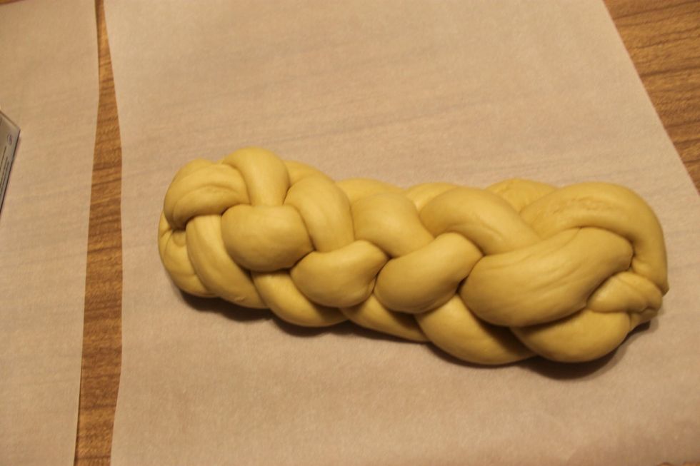 Pinch the ends together at the bottom