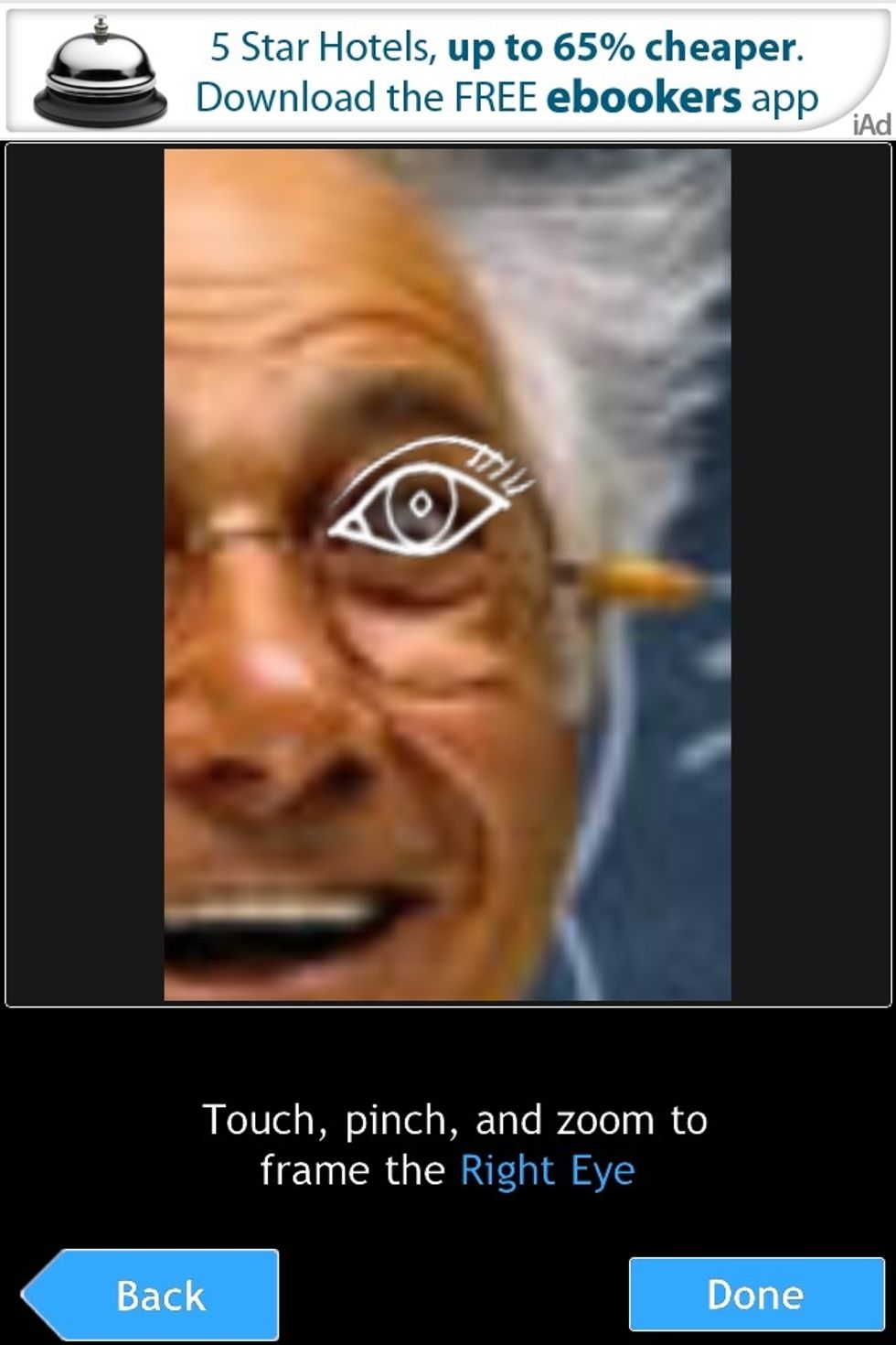 Pinch with your fingers to resize eyes then nose and mouth. Putting them in the right places!